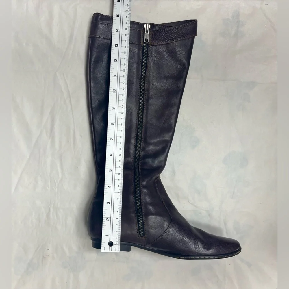 Born Dark Brown Leather Knee Buckle Zip Boots SZ 7